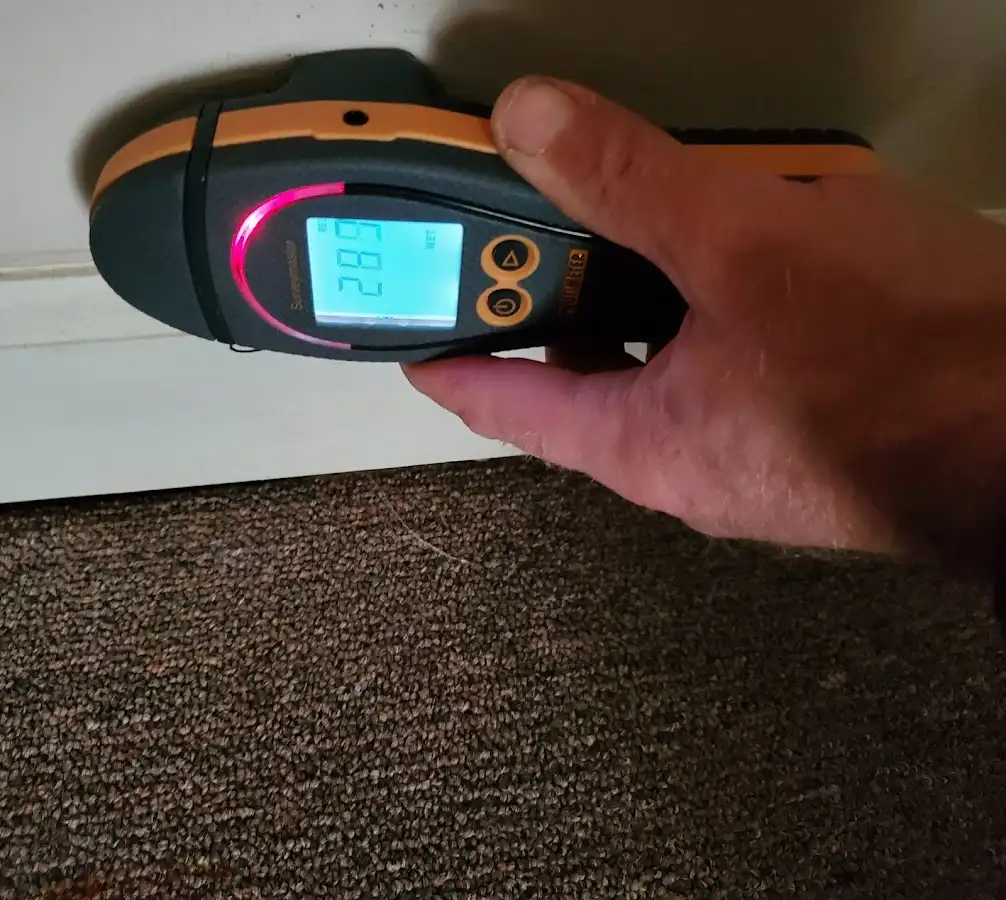 Moisture detection at baseboard during Mold Inspection & Testing in Caribou